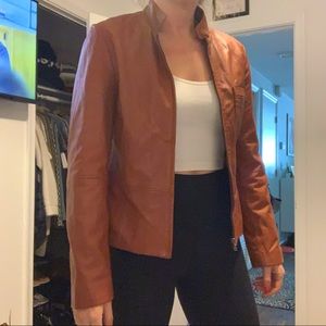 Tahari fitted leather jacket